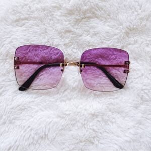 Laurel Clear Purple Rimless Sleek Sunglasses